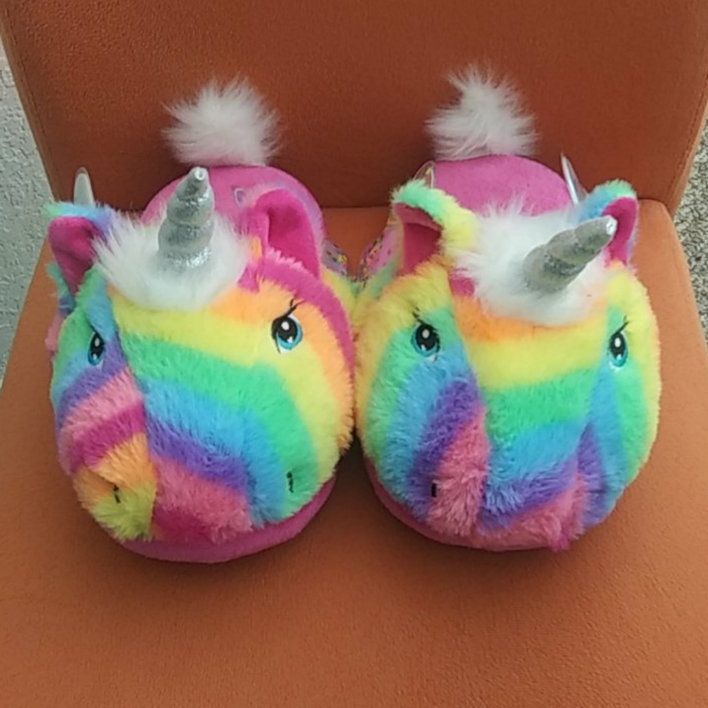 Rainbow unicorn slippers